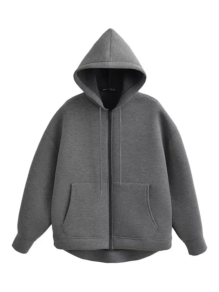 Autumn Women’s Hooded Jacket – Long Sleeve Zipper Coat