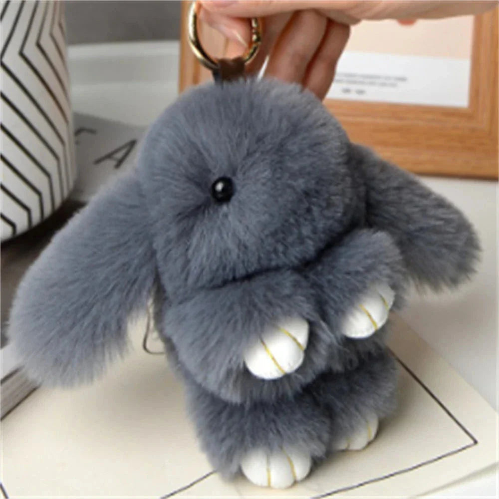 15cm Rabbit Fur Keychain – Cute Bag & Car Pendant Accessory for Women