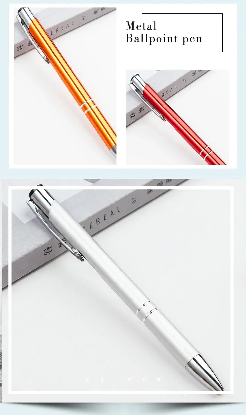 100pcs/lot Hot Sell Metal Ballpoint Pen Support Custom Logo Advertising Wholesale Personalized Pen Advertising Promotional Gift