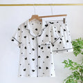 Summer pajamas short-sleeved shorts two-piece cotton crepe