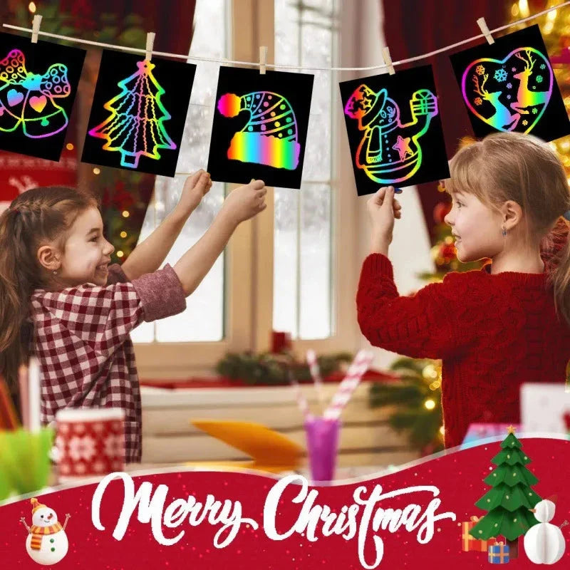 100PCS Rainbow Scratch Art Kit - Non-Toxic Craft Set with Wooden Stylus for Kids Ages 5-12