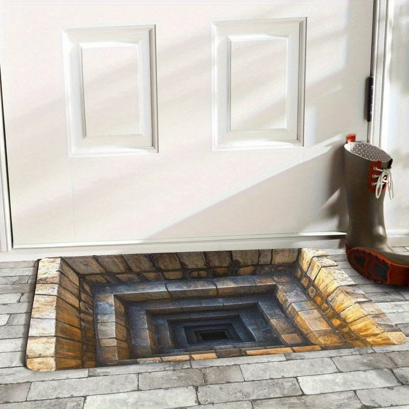 2D Optical Illusion Doormat - non-slip rubber backing, easy to clean and durable, suitable for indoor/outdoor use