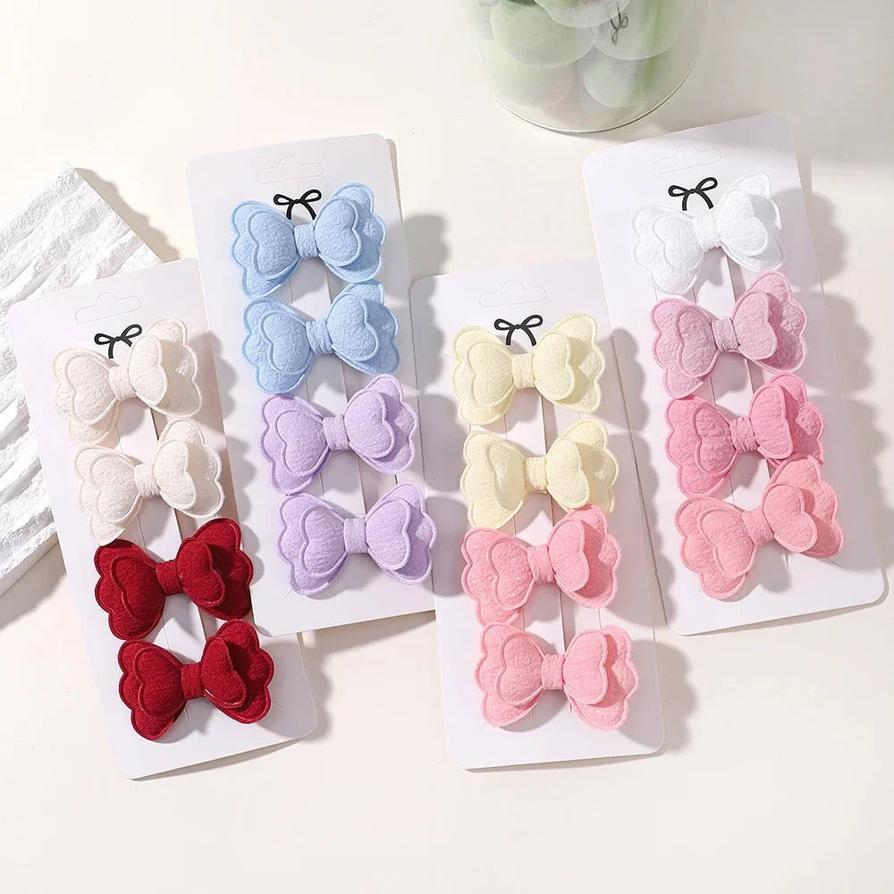 4Pcs Candy Colored Hair Clips for Girls Cute Double-Layered Bows