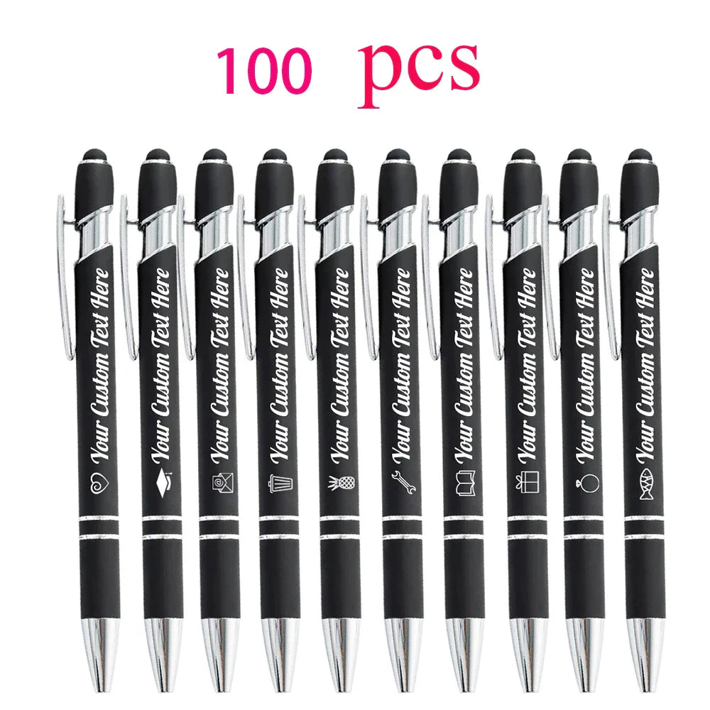 10-100 Customized Ballpoint Pen with Stylus Tip Print Name Logo Metal Pen for Business Graduation Birthday Anniversary Gift Pen