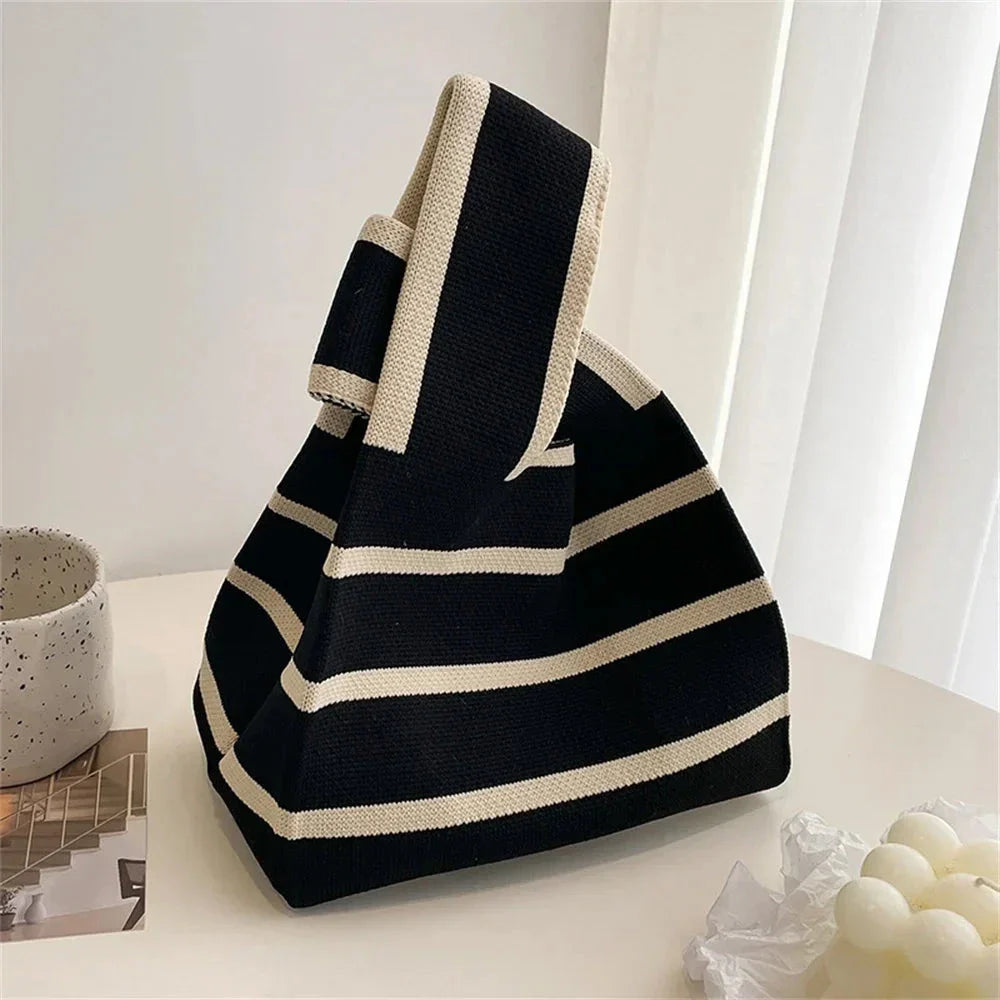 Handmade Knitted Women’s Small Handbag – Casual Mini Tote Wrist Bag