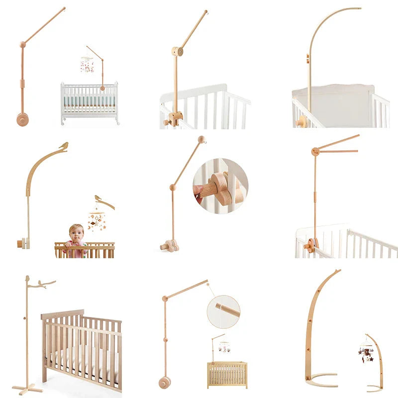 Wooden Baby Rattle Crib Mobile Holder for Newborns