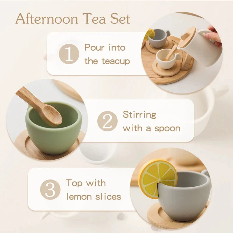 Wooden Montessori Teapot Tea Set – Pretend Play Toy