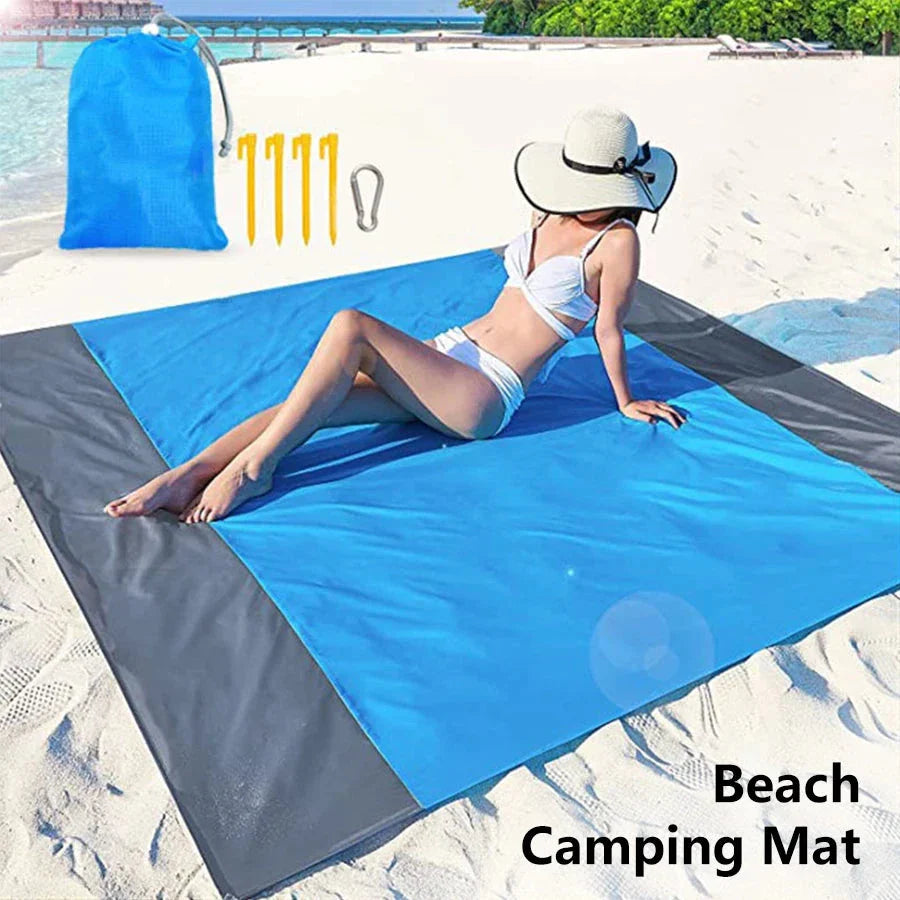 Sandproof Beach Blanket Waterproof Picnic Mat (200×210cm) – Lightweight Outdoor Camping & Travel Mat