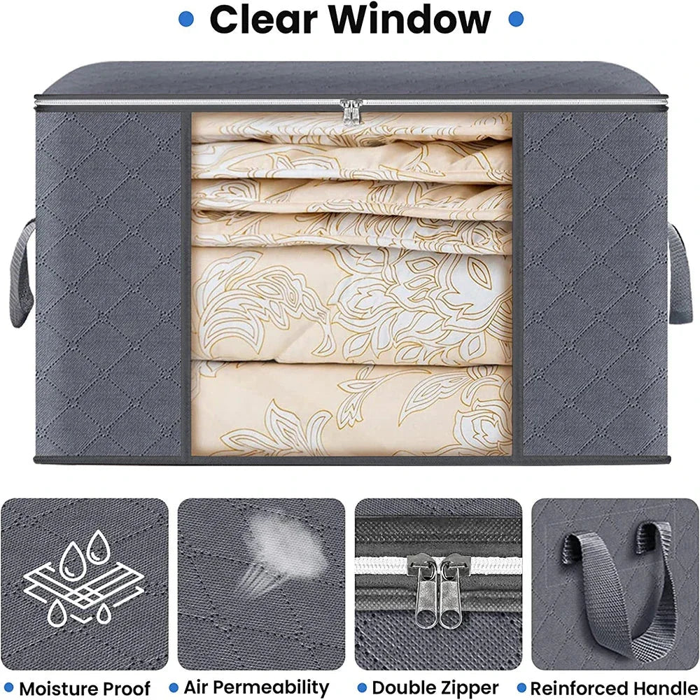 Large Capacity Foldable Clothes Storage Bag – Blanket & Closet Organizer