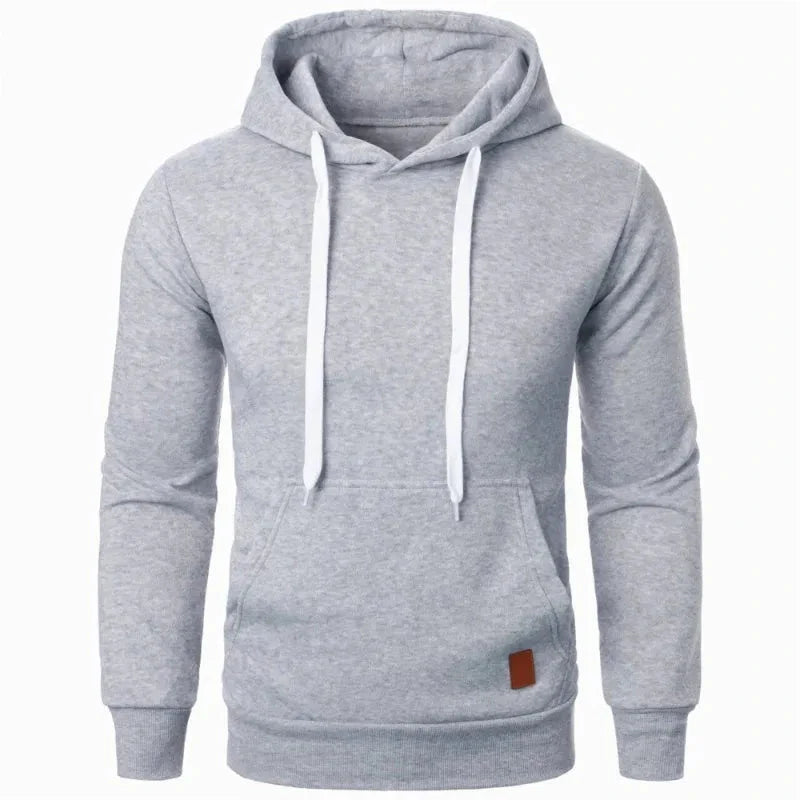 Men’s Casual Lightweight Hoodie – Solid Color Drawstring Pullover Sweatshirt for Streetwear & Outdoor Style
