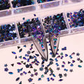 Multi-Shape 3D Flat Bottom Nail Rhinestones - Colorful AB Crystal Gems for DIY Manicure & Crafts