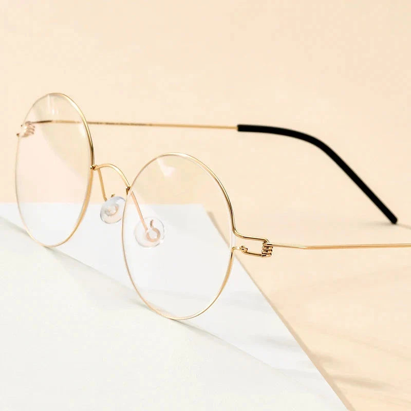 FONEX Screwless Round Eyeglasses – Titanium Alloy Frame for Men & Women