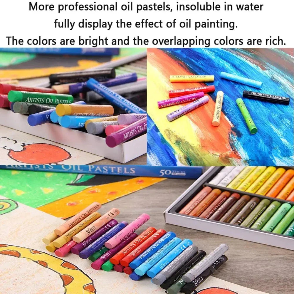 Artist Oil Pastel Set - 12/25/50 Colors, Non-Toxic Washable Crayons for Drawing & Painting