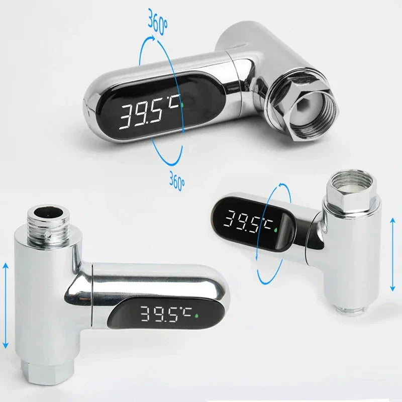 LED Display Shower Water Thermometer Self Powered