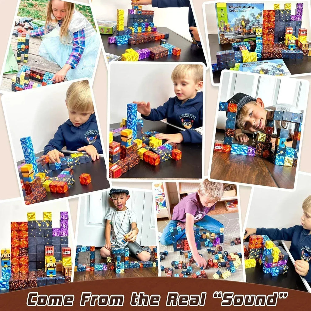 Magnetic Building Blocks Mine World Magnet Cube Set for Boy Girl Kid Age 3+ DIY Model Children Stem STEM Sensory Toy Gift