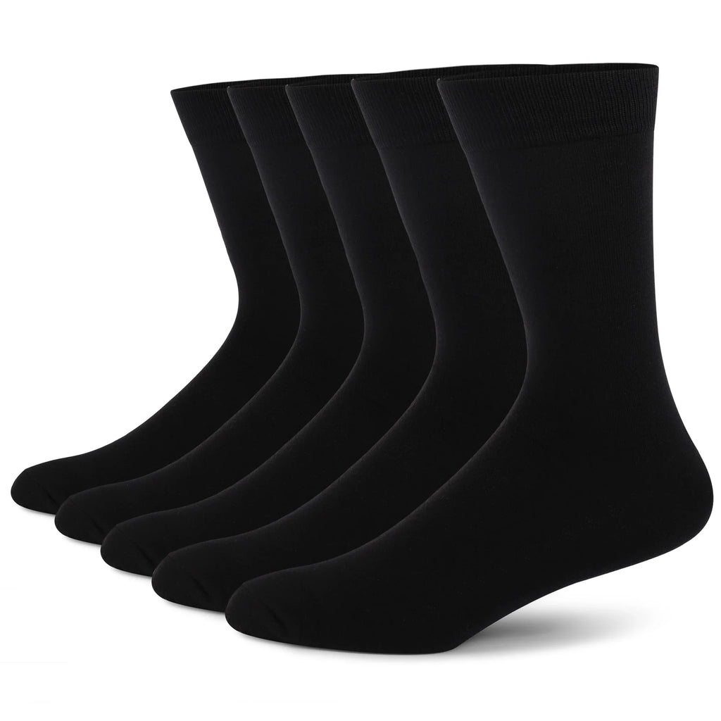 5 Pairs Men's Dress Socks High Quality Combed Cool Breathable Cotton Crew Socks Plus Size