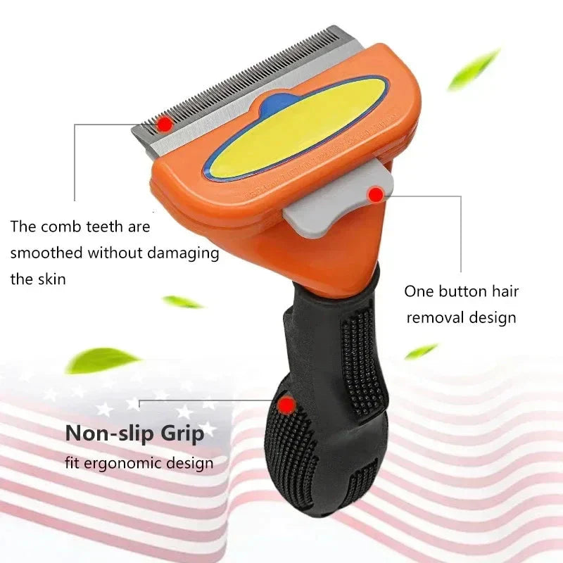 Cat & Dog Hair Removal Comb – Professional Grooming Brush for Shedding Control, Massage & Cleaning | Stainless Steel Deshedding Tool