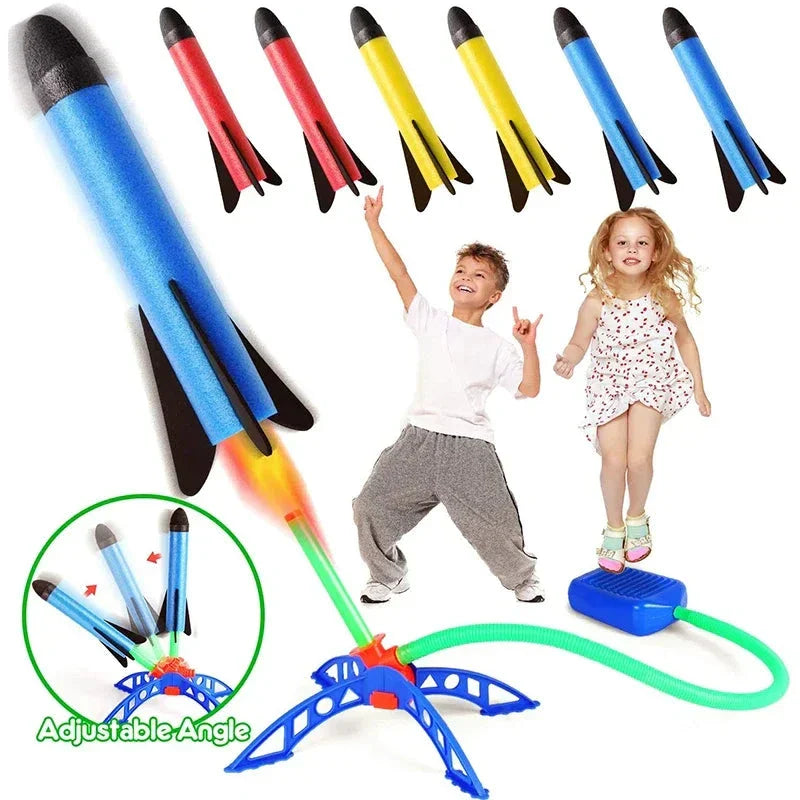 Kids Outdoor Rocket Launcher – Air-Powered Foot Pump Soaring Toy