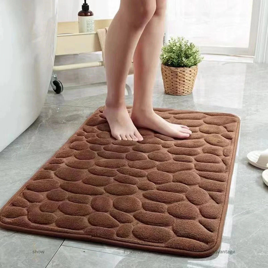 3D Non-Slip Bathroom Mat – Quick-Dry Absorbent Cobblestone Doormat