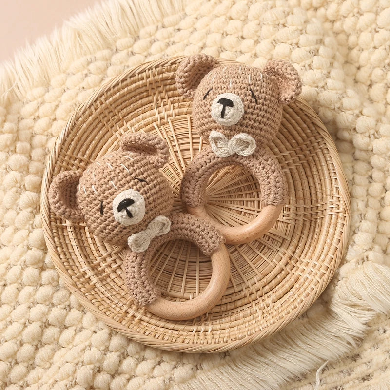 Crochet Animal Rattle Baby Toy Montessori Teether