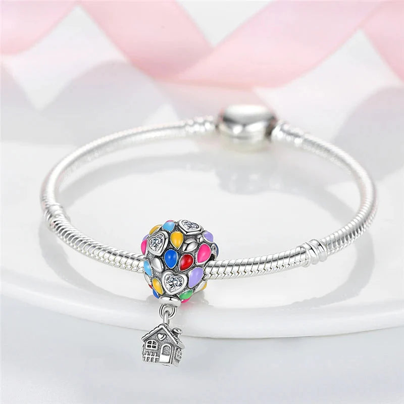 925 Sterling Silver Pink Butterfly & Luminous Firefly Charm – Dangle Bead for Bracelet or Necklace | Elegant DIY Jewelry Gift for Women