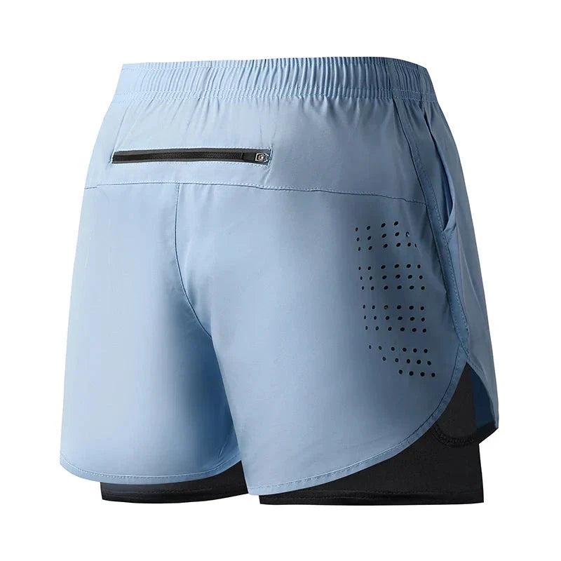 Men’s 2-in-1 Running Shorts – Quick-Dry Double Layer Gym Shorts for Training, Workout & Bodybuilding (Black)