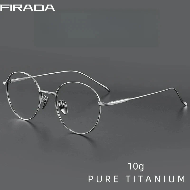 FIRADA Vintage Round Eyeglasses – Titanium Luxury Frame for Men & Women