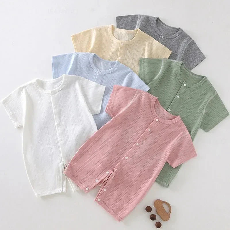 Breathable Cotton Baby Romper Summer Short Sleeve Jumpsuit for Newborn Boys & Girls 3–24M