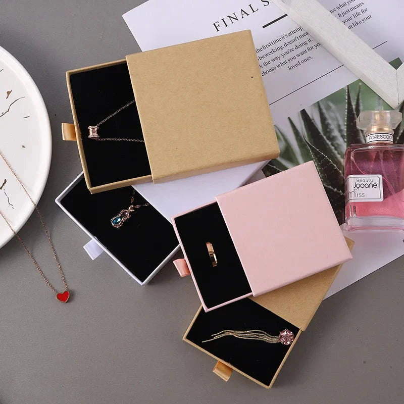 10pcs Kraft Paper Jewelry Boxes for Necklace Bracelet Earrings Gifts