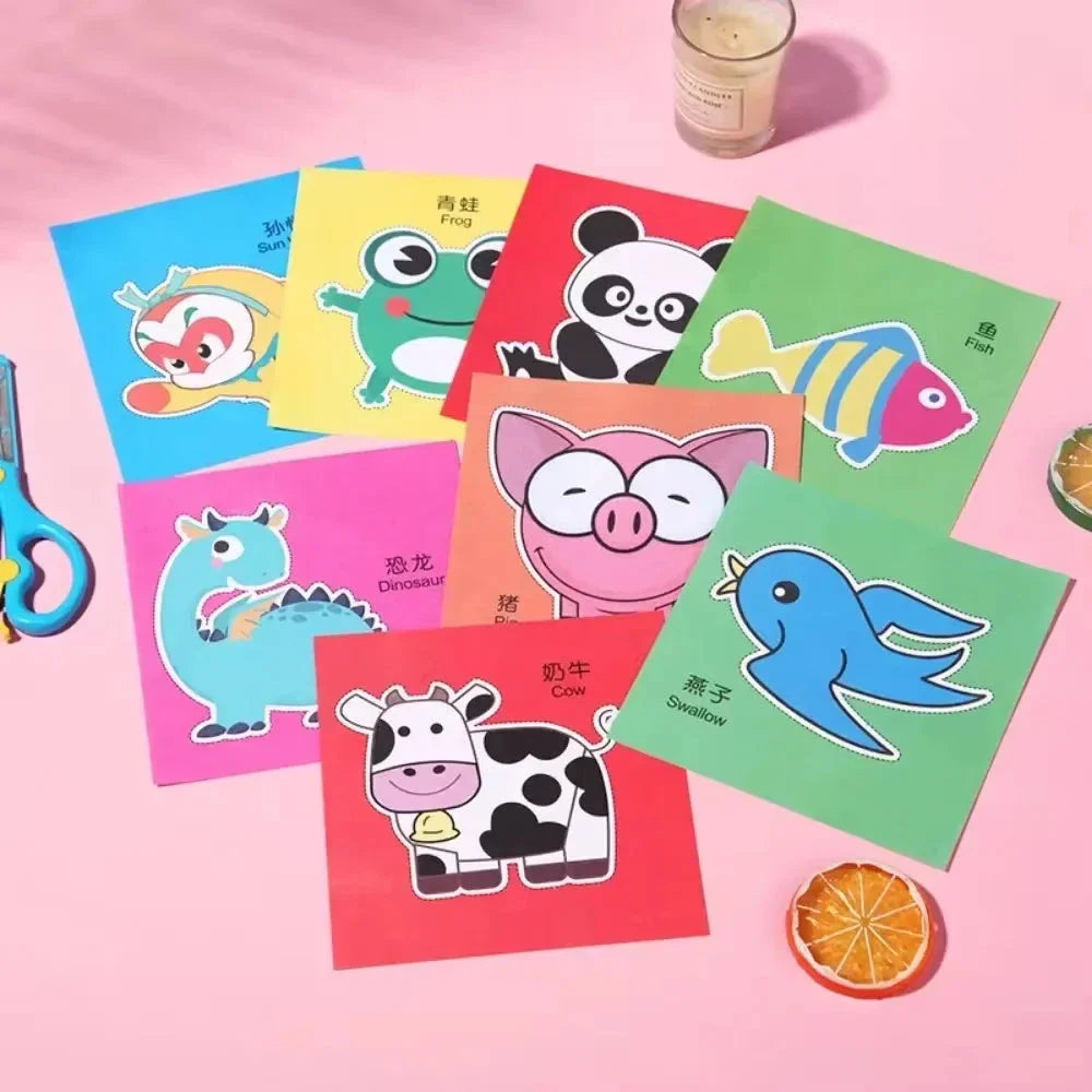 48Pcs Kids Craft Paper Cut Book - DIY Cartoon Scrapbooking & Educational Toys