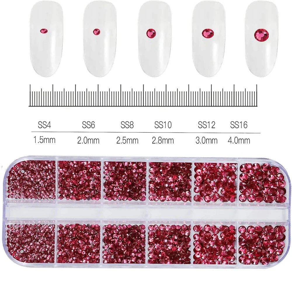 100/50cm Luxury Crystal Chain Nail Charms - 1.5/2mm Clear & AB Diamond Nail Art Decoration