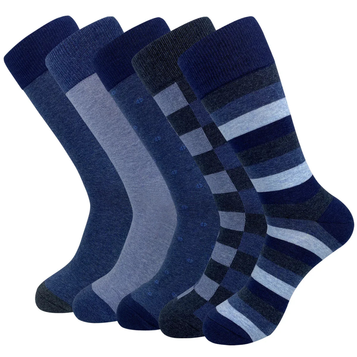 5 Pairs Argyle Breathable Men's Dress Socks Plus large Size High Quality Combed Cotton
