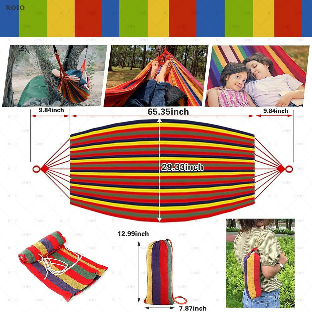 Outdoor Camping Hammock Thickened Durable Fabric Canvas with Bag