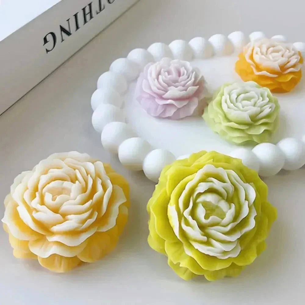3D Peony Flower Silicone Candle Mold – DIY Relief Candle, Soap & Resin Mold for Handmade Crafts, Gifts & Home Décor