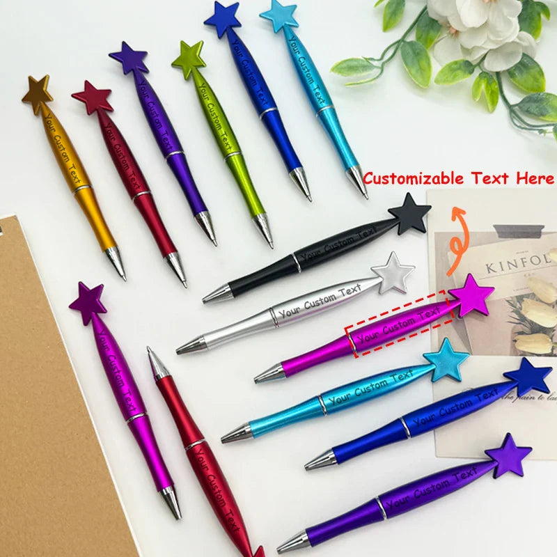 25PCS Customizable Star Ballpoint Pens for Promotional Gifts Colorful Bulk Pens Twist Action for Advertising Business Gifts