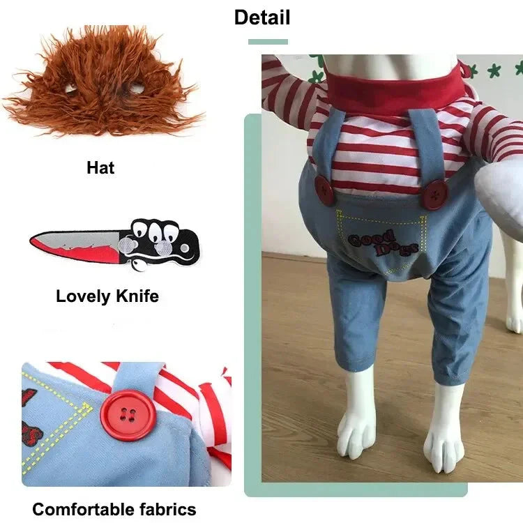 Halloween Dagger Pet Costume - Funny Knife-Holding Dog & Cat Standing Dress for Festival Dress-Up
