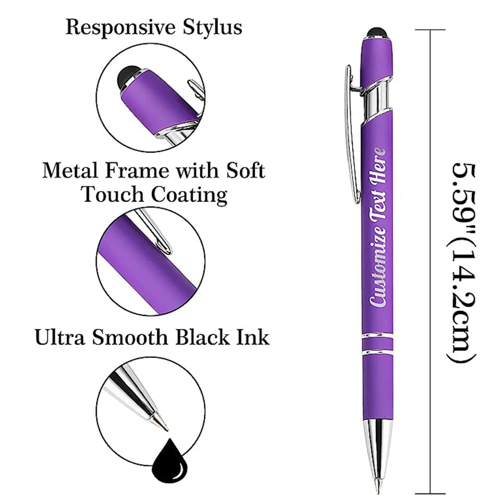10-100 Customized Ballpoint Pen with Stylus Tip Print Name Logo Metal Pen for Business Graduation Birthday Anniversary Gift Pen