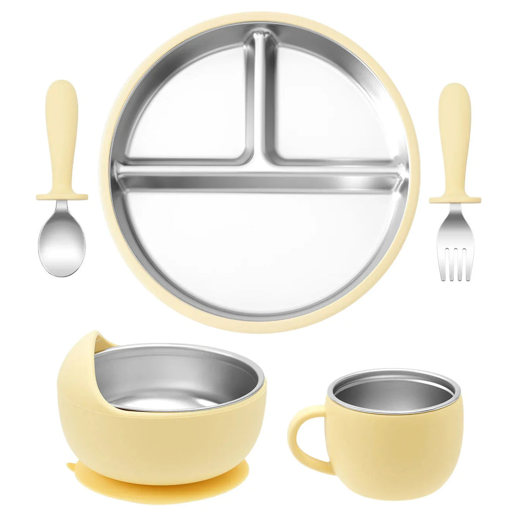 Stainless Steel Baby Feeding Set with Silicone Sucker