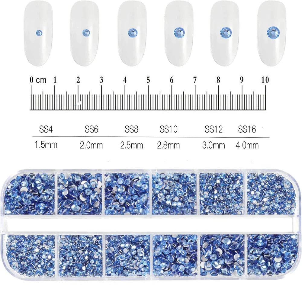 100/50cm Luxury Crystal Chain Nail Charms - 1.5/2mm Clear & AB Diamond Nail Art Decoration