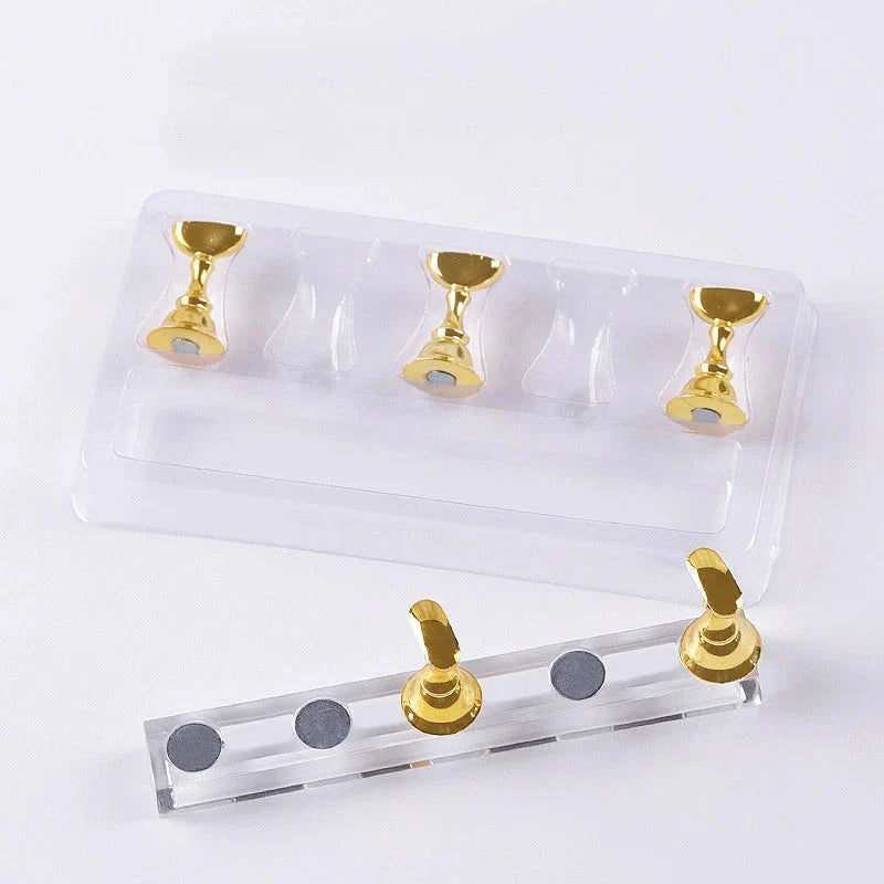 Magnetic Nail Holder Set - 5/30pcs False Nail Tip Practice Stand with Crystal Base