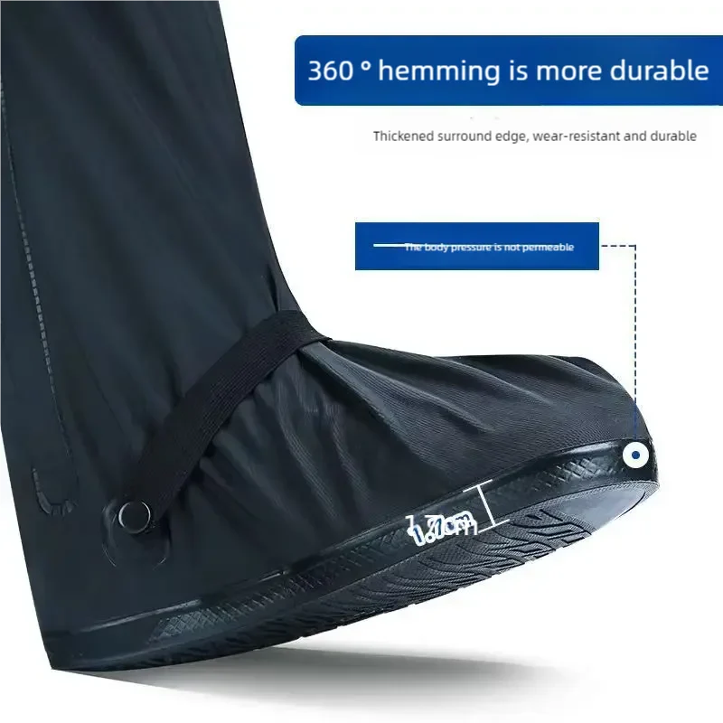Black Waterproof Rain Boot Shoe Covers with Reflector – High-Top Bike & Motorcycle