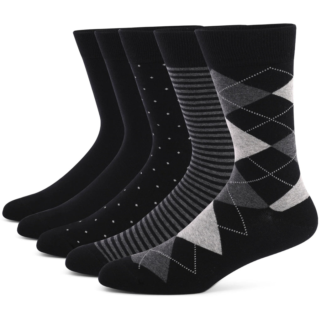5 Pairs Men's Dress Socks High Quality Combed Cool Breathable Cotton Crew Socks Plus Size