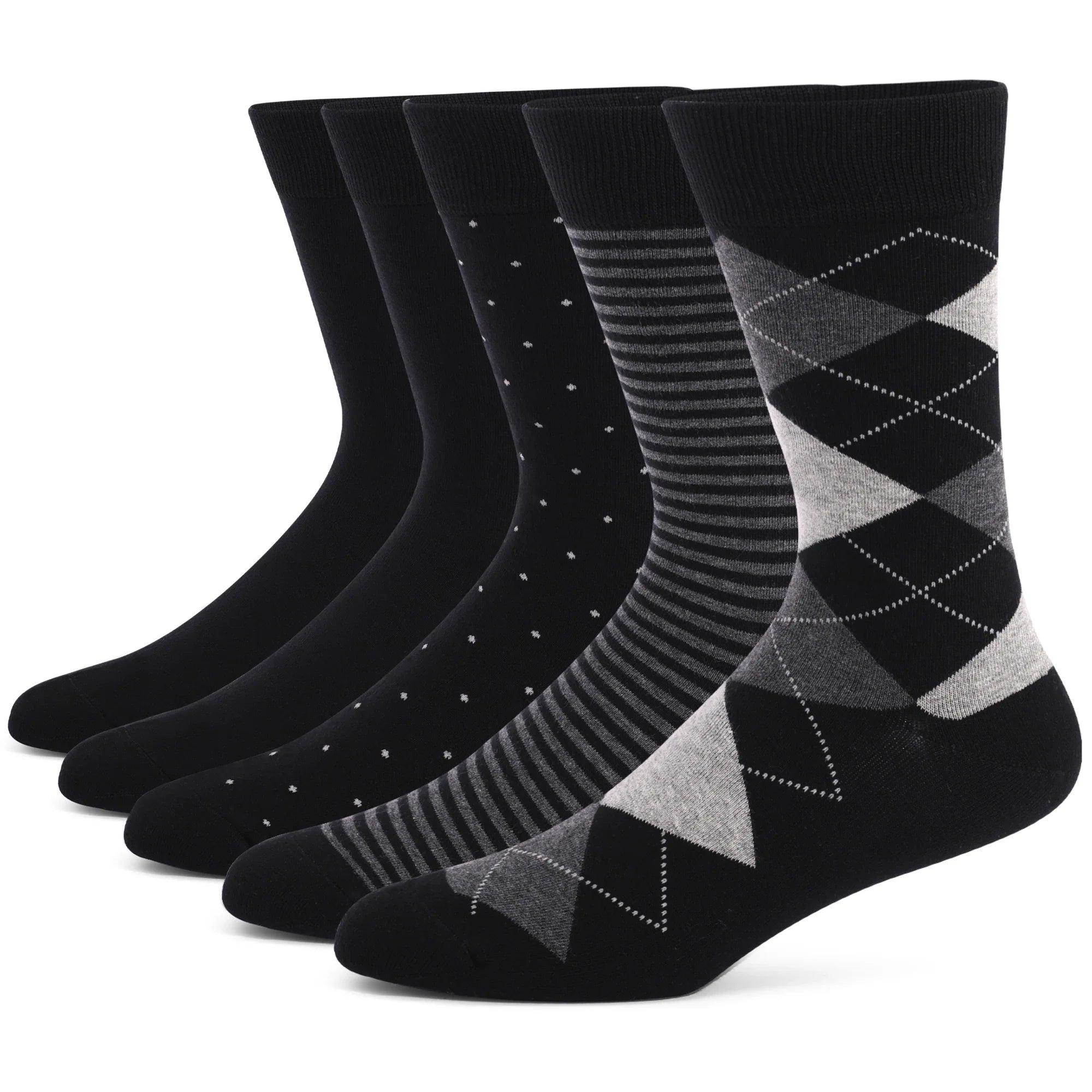 5 Pairs Men's Dress Socks High Quality Combed Cool Breathable Cotton Crew Socks Plus Size