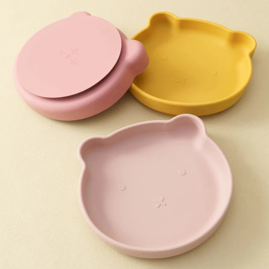 Silicone Baby Suction Dining Plate Bear Shape