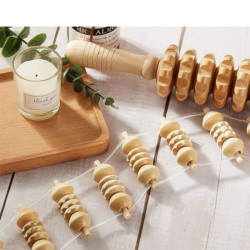 Wooden Therapy Massage Roller for Back Pain Relief & Body Shaping