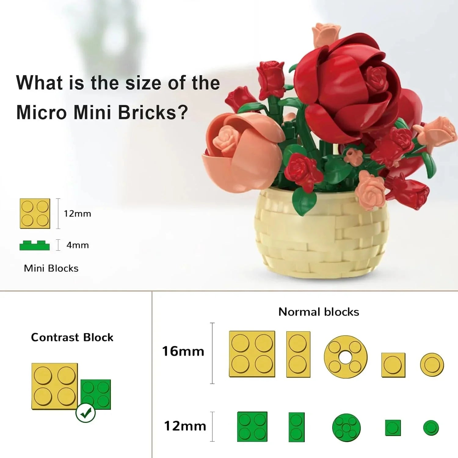 DIY Potted Plant Building Blocks Set - Rose Sunflower Succulents Bonsai Tree Romantic Garden Kids Model Bricks Toy Kit