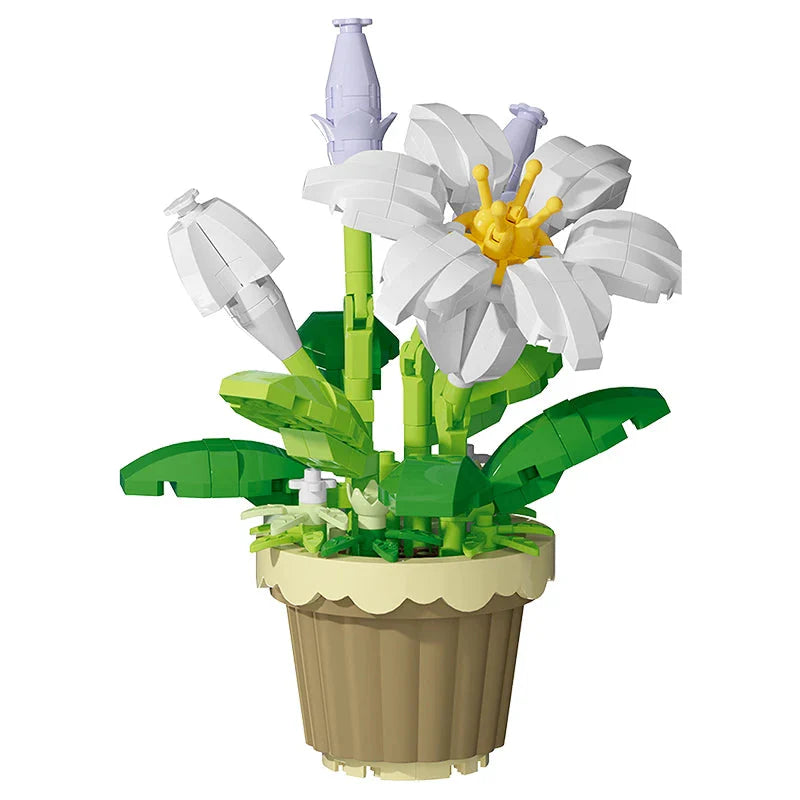 Building block flower potted plant assembly toy decoration micro particle plant potted plant children's toy gift