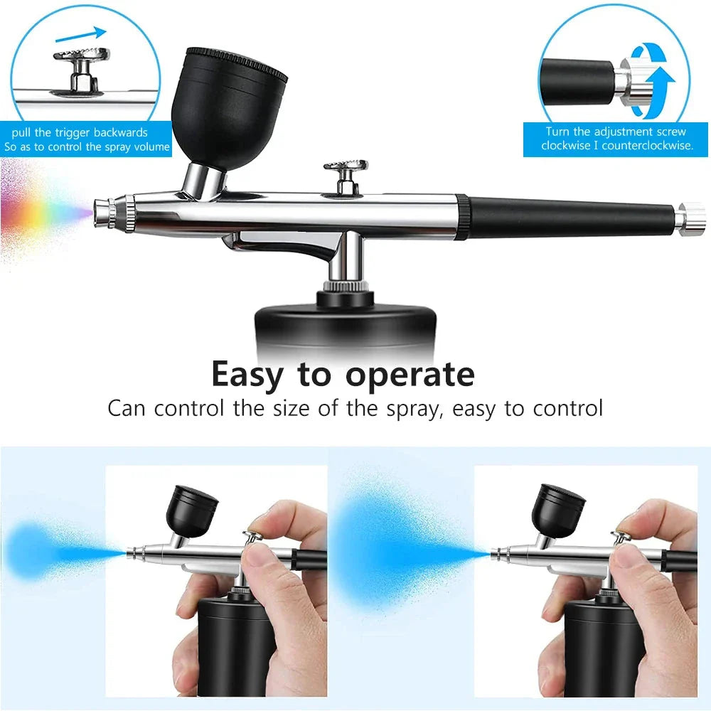 Portable Cordless Airbrush with Compressor - For Nail Art, Cake Painting, and Crafts