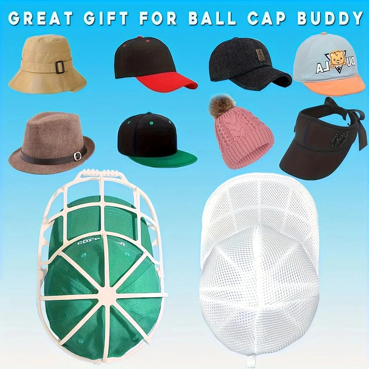 Hat Cleaner Cage with Mesh Bag – Baseball Cap Washer