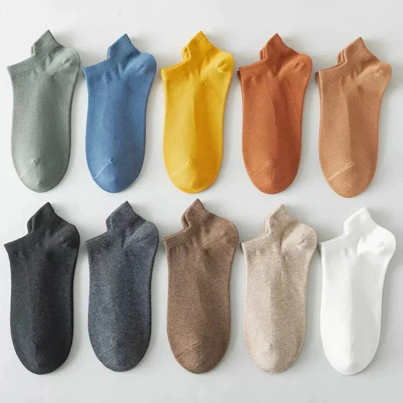10PCS Men’s Mid-Calf Cotton Socks – Solid Color, Versatile for All Seasons